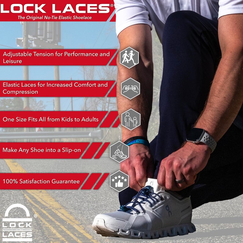 LOCK LACES (Elastic No Tie Shoelaces) (Red, 48-Inch) - Image 2